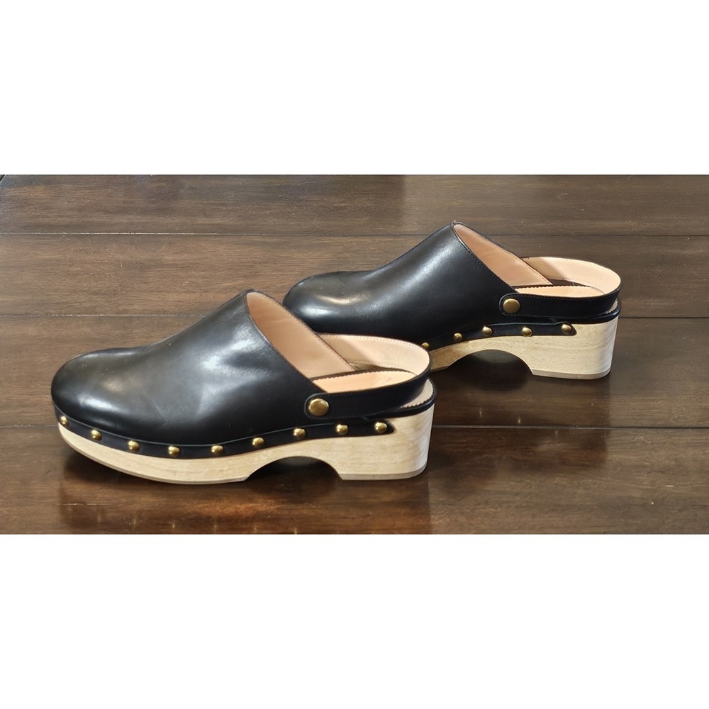 J.Crew Womens $198 Convertible Leather Clogs Black Size 8.5 BA188 - Picture 2 of 8